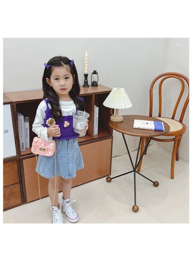 Children's bag with a pearl handle and crossbody chain, decorated with colorful embellishments, measuring 13x9x5 cm, multi-colored - Image 3